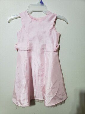 George pink and white polka dot side belt with a bow, formal dress, size 4